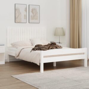 Sengegavl 140x3x60 cm massivt fyrretræ hvid