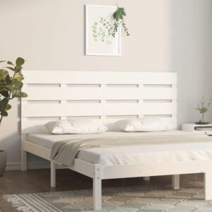 Sengegavl 140x3x80 cm massivt fyrretræ hvid