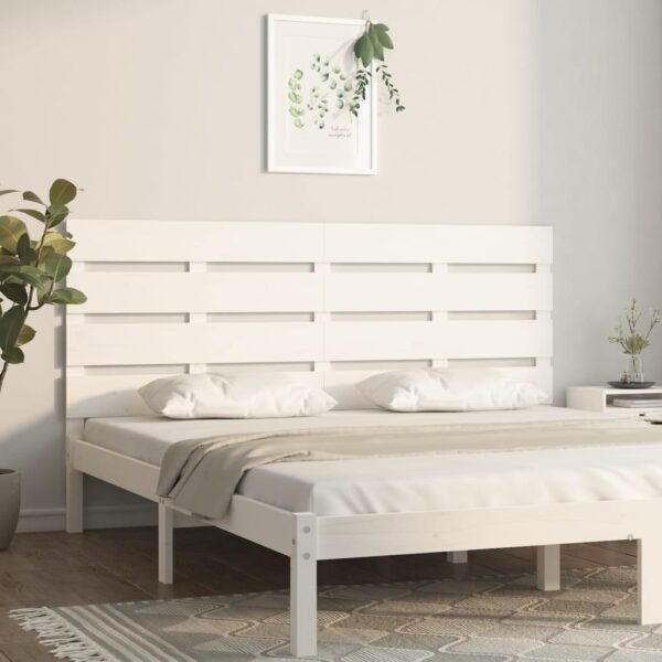 Sengegavl 140x3x80 cm massivt fyrretræ hvid