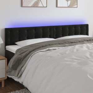 Sengegavl med LED-lys 160x5x78/88 cm velour sort
