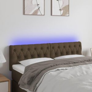 Sengegavl med LED-lys 160x7x78/88 cm stof mørkebrun