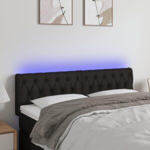 Sengegavl med LED-lys 160x7x78/88 cm stof sort