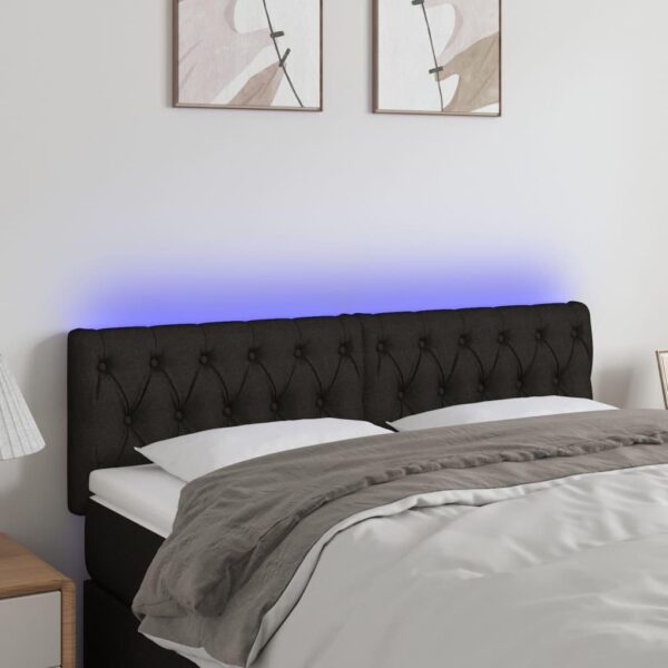 Sengegavl med LED-lys 160x7x78/88 cm stof sort