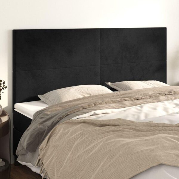 Sengegavle 4 stk. 80x5x78/88 cm fløjl sort