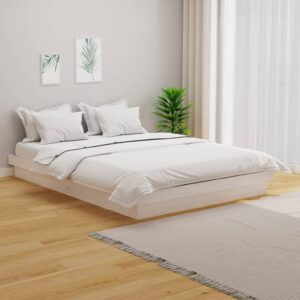 Sengeramme 140x200 cm massivt træ hvid