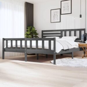 Sengeramme 200x200 cm massivt træ grå