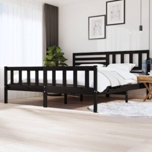 Sengeramme 200x200 cm massivt træ sort