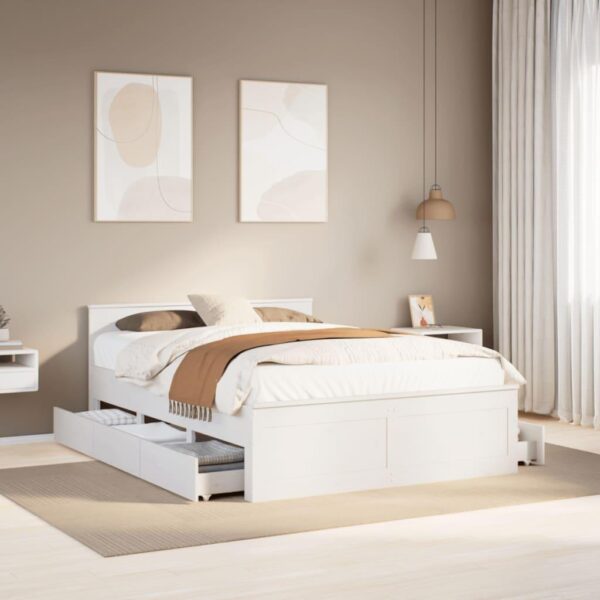 Sengeramme m. sengegavl 140x200 cm uden madras massivt fyr hvid