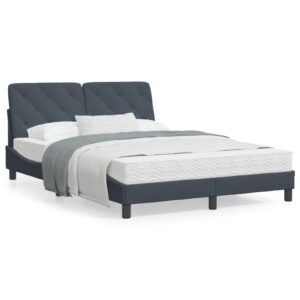 Sengeramme med LED uden madras 140x200 cm velour mørkegrå