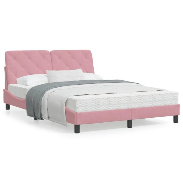 Sengeramme med LED uden madras 140x200 cm velour pink