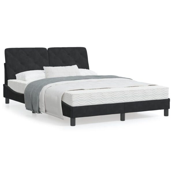 Sengeramme med LED uden madras 140x200 cm velour sort