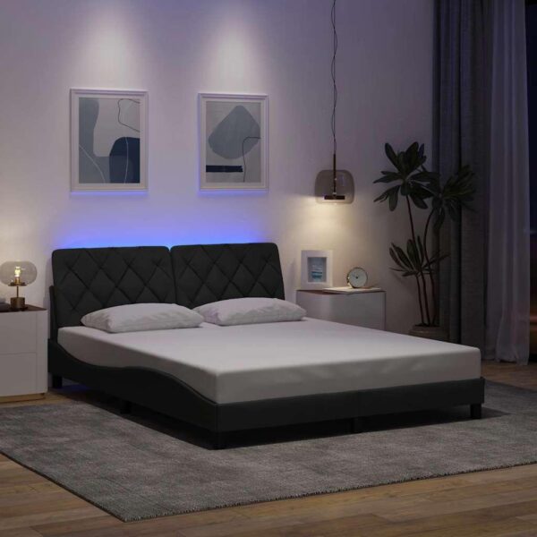 Sengeramme med LED uden madras 160x200 cm stof mørkegrå