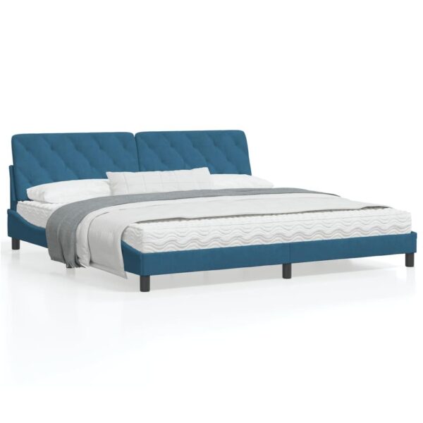 Sengeramme med LED uden madras 160x200 cm velour lyseblå