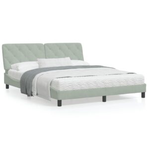 Sengeramme med LED uden madras 160x200 cm velour lysegrå
