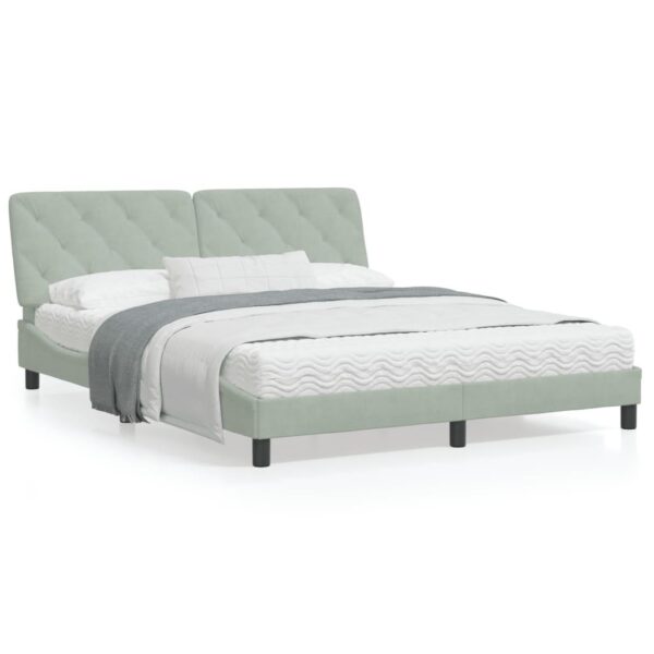 Sengeramme med LED uden madras 160x200 cm velour lysegrå