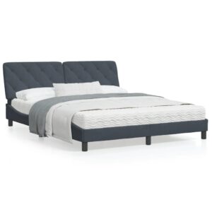 Sengeramme med LED uden madras 160x200 cm velour mørkegrå