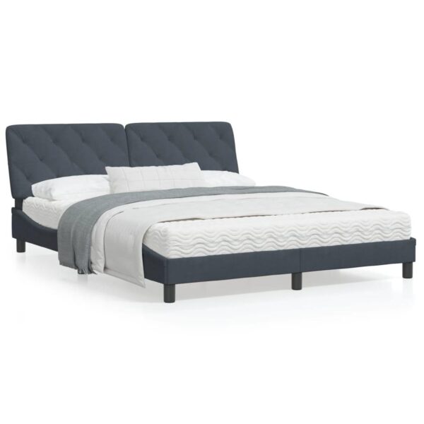 Sengeramme med LED uden madras 160x200 cm velour mørkegrå