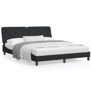 Sengeramme med LED uden madras 160x200 cm velour sort