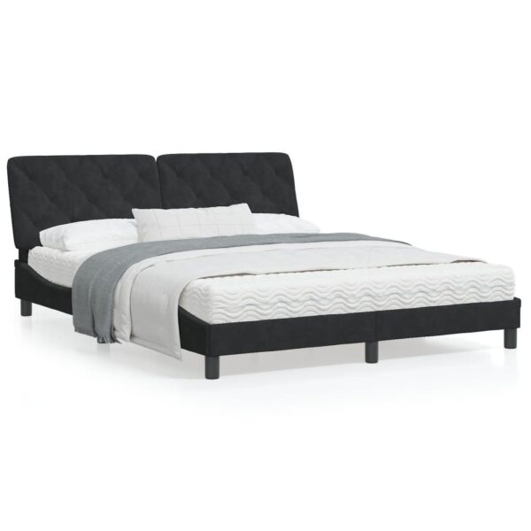 Sengeramme med LED uden madras 160x200 cm velour sort