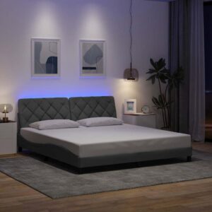 Sengeramme med LED uden madras 180x200 cm stof grå