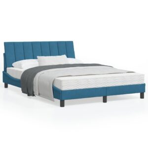Sengeramme med LED uden madras Hanko 140x200 cm velour blå