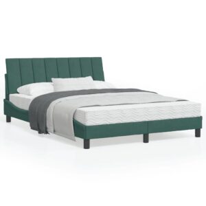 Sengeramme med LED uden madras Hanko 140x200 cm velour mørkegrøn