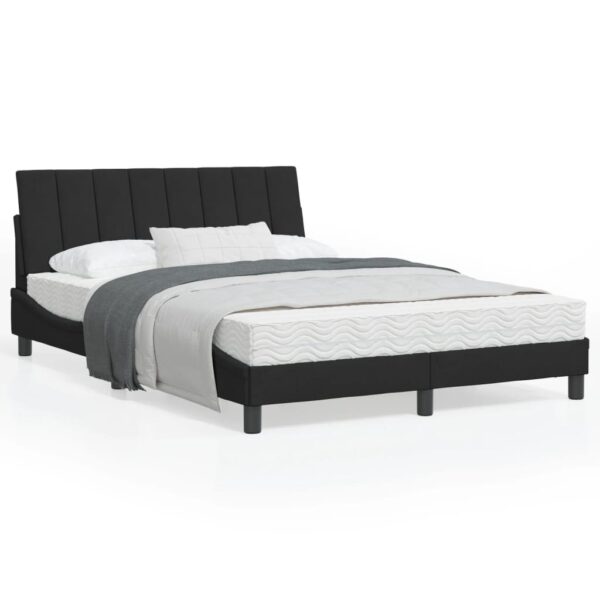 Sengeramme med LED uden madras Hanko 140x200 cm velour sort