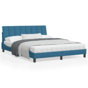 Sengeramme med LED uden madras Hanko 160x200 cm velour blå