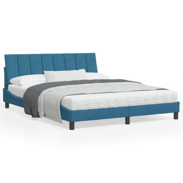 Sengeramme med LED uden madras Hanko 160x200 cm velour blå