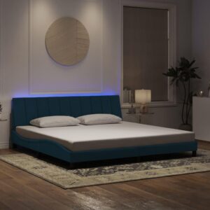 Sengeramme med LED uden madras Hanko 160x200 cm velour lyseblå