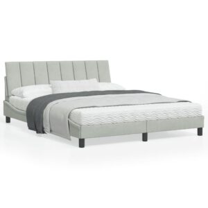 Sengeramme med LED uden madras Hanko 160x200 cm velour lysegrå