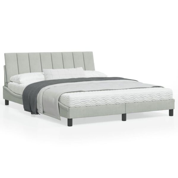 Sengeramme med LED uden madras Hanko 160x200 cm velour lysegrå