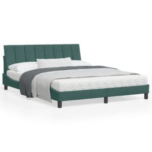 Sengeramme med LED uden madras Hanko 160x200 cm velour mørkegrøn