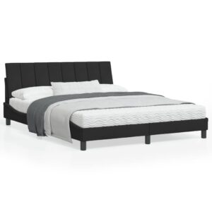 Sengeramme med LED uden madras Hanko 160x200 cm velour sort