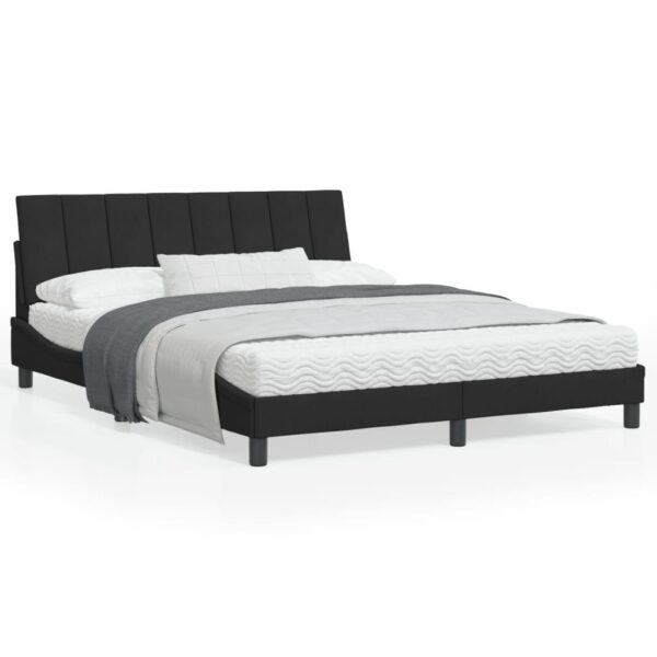 Sengeramme med LED uden madras Hanko 160x200 cm velour sort