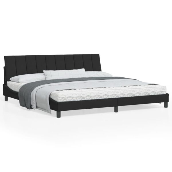 Sengeramme med LED uden madras Hanko 200x200 cm velour sort