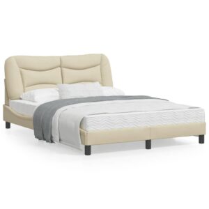 Sengeramme med LED uden madras Hvar 140x200 cm stof cremefarvet