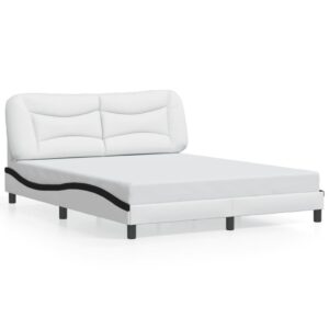 Sengeramme med LED uden madras Hvar 160x200 cm hvid og sort