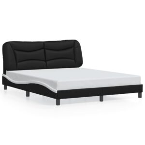 Sengeramme med LED uden madras Hvar 160x200 cm sort og hvid