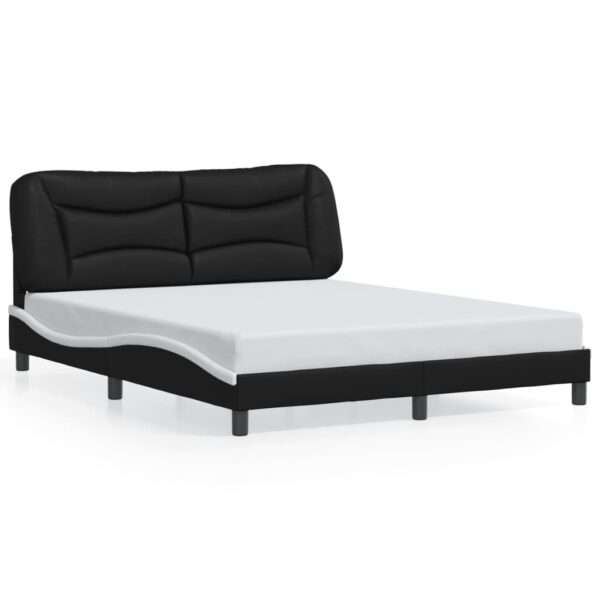 Sengeramme med LED uden madras Hvar 160x200 cm sort og hvid