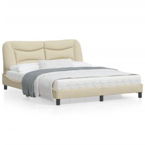 Sengeramme med LED uden madras Hvar 160x200 cm stof cremefarvet