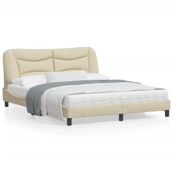 Sengeramme med LED uden madras Hvar 160x200 cm stof cremefarvet