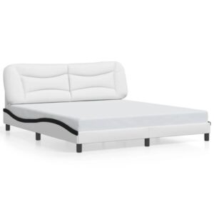 Sengeramme med LED uden madras Hvar 180x200 cm sort og hvid