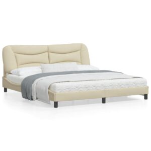 Sengeramme med LED uden madras Hvar 180x200 cm stof cremefarvet
