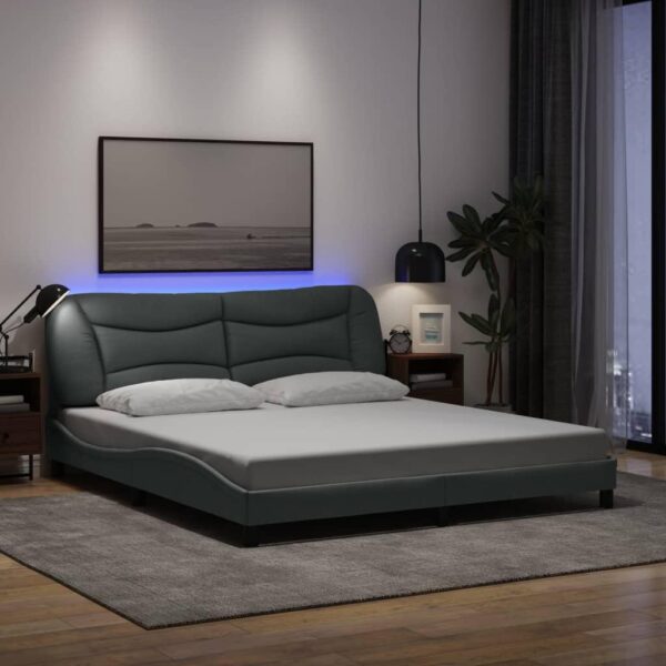 Sengeramme med LED uden madras Hvar 180x200 cm stof grå