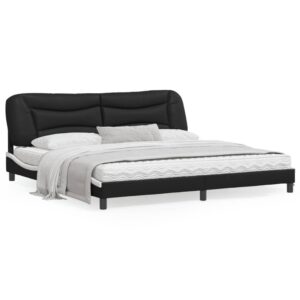 Sengeramme med LED uden madras Hvar 200x200 cm sort og hvid