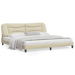 Sengeramme med LED uden madras Hvar 200x200 cm stof cremefarvet