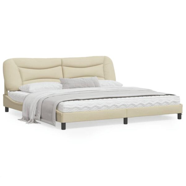 Sengeramme med LED uden madras Hvar 200x200 cm stof cremefarvet