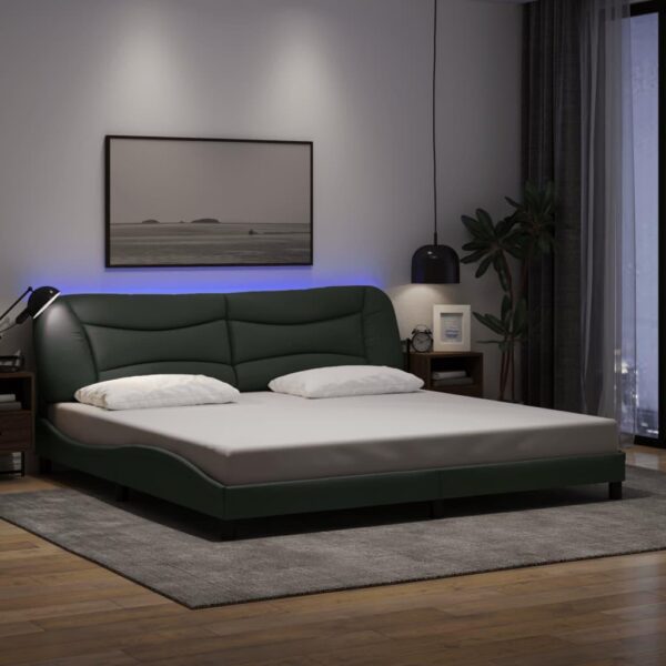 Sengeramme med LED uden madras Hvar 200x200 cm stof mørkegrå