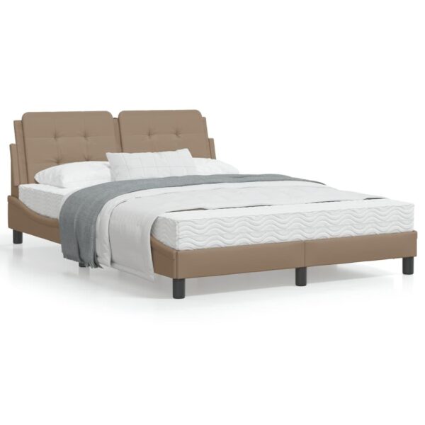 Sengeramme med LED uden madras Zadar 140x200 cm cappuccinofarvet